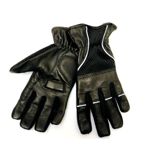 Glove Materials Vance VL452 Mens Black Reflective Piping and Elastic Cuff Leather Padded Gloves